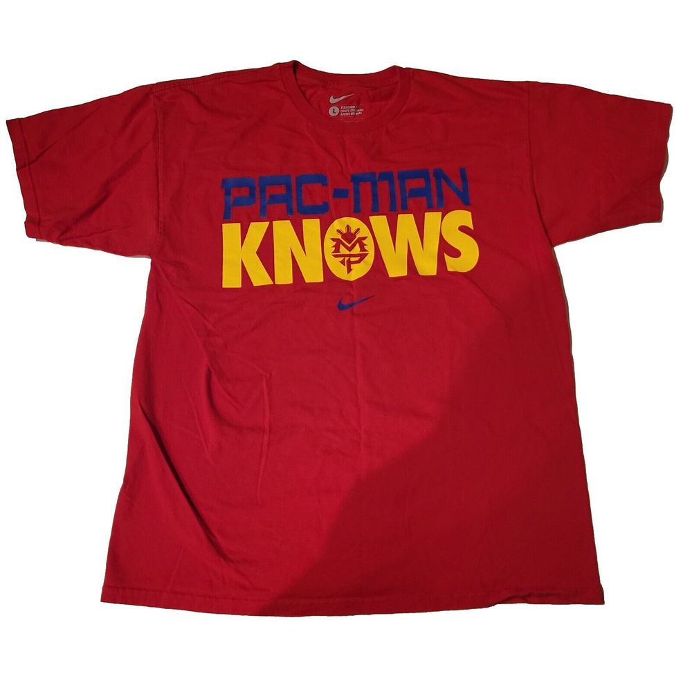 Manny Pacquiao Shirt Men Large Red Pac Man Knows Athletisure Nike Tee Cotton